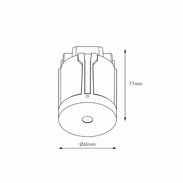 Technical drawing of the Dea Stella S, a recessed pin hole luminaire, illustrating detailed dimensions and design specifications.