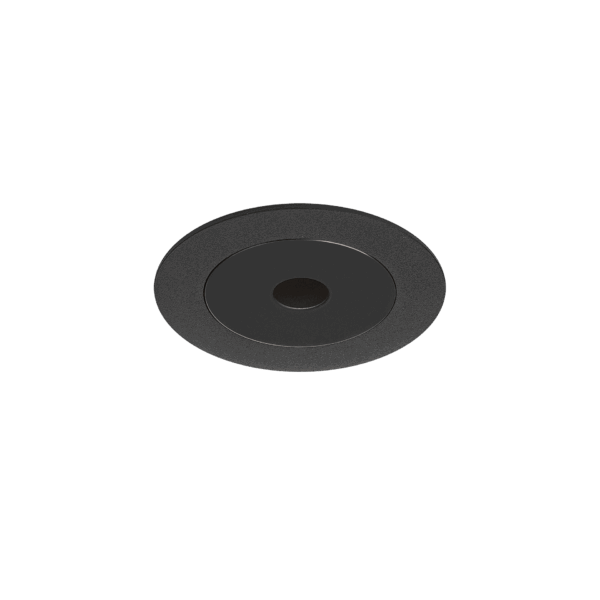 Black version of the Dea Stella XS (trim), a recessed pin hole luminaire designed by Karizma Luce.