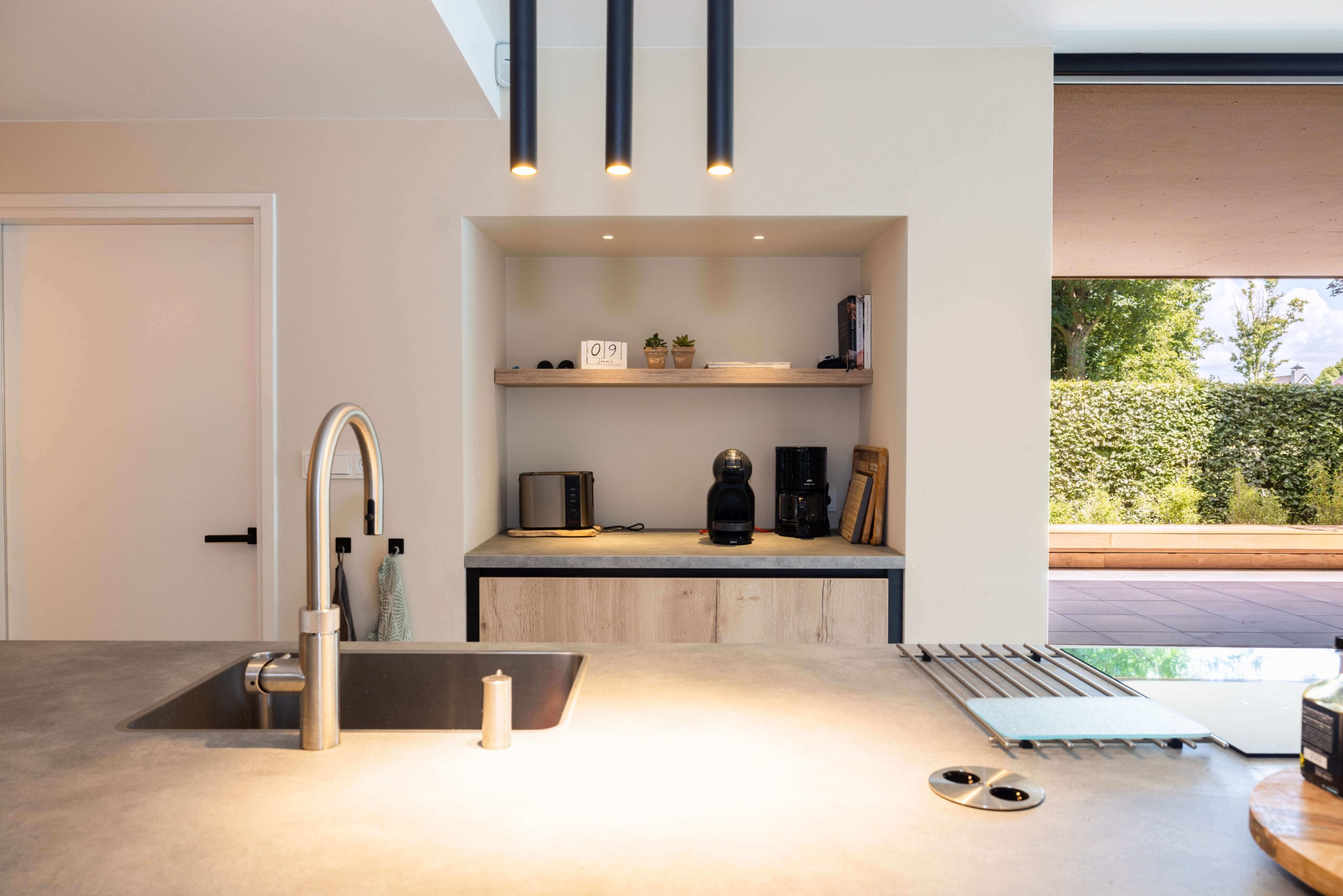 Kitchen with modern lighting