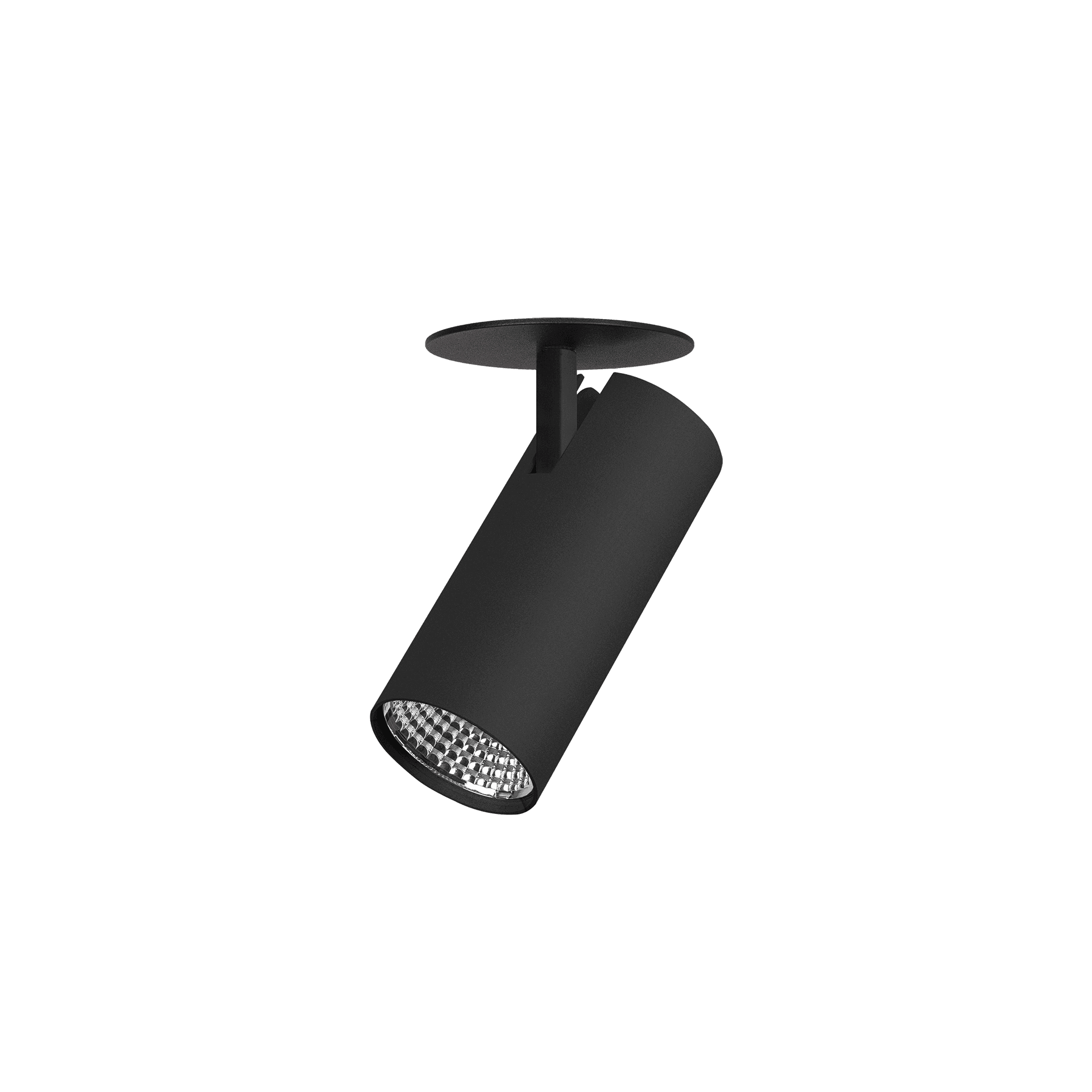 Black version of the Caro REC, an adjustable recessed spot designed by Karizma Luce.