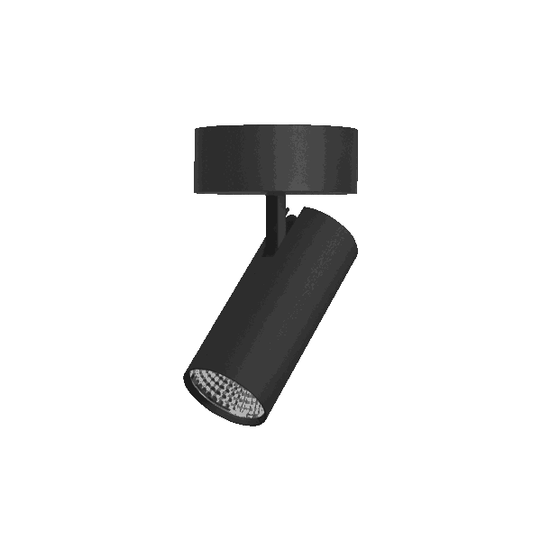 Black version of the Caro SF, a surface-mounted spot designed by Karizma Luce.