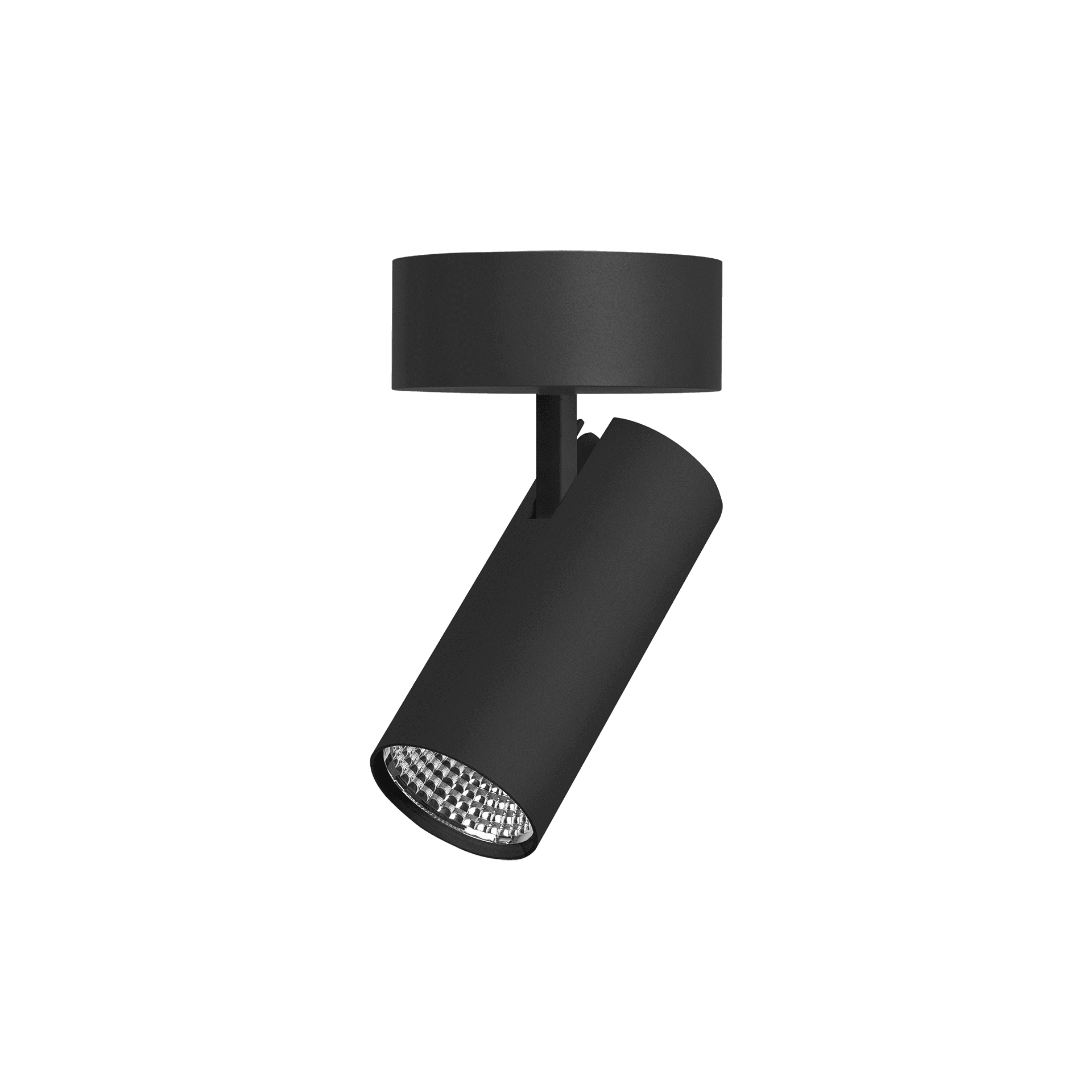 Black version of the Caro SF, a surface-mounted spot designed by Karizma Luce.