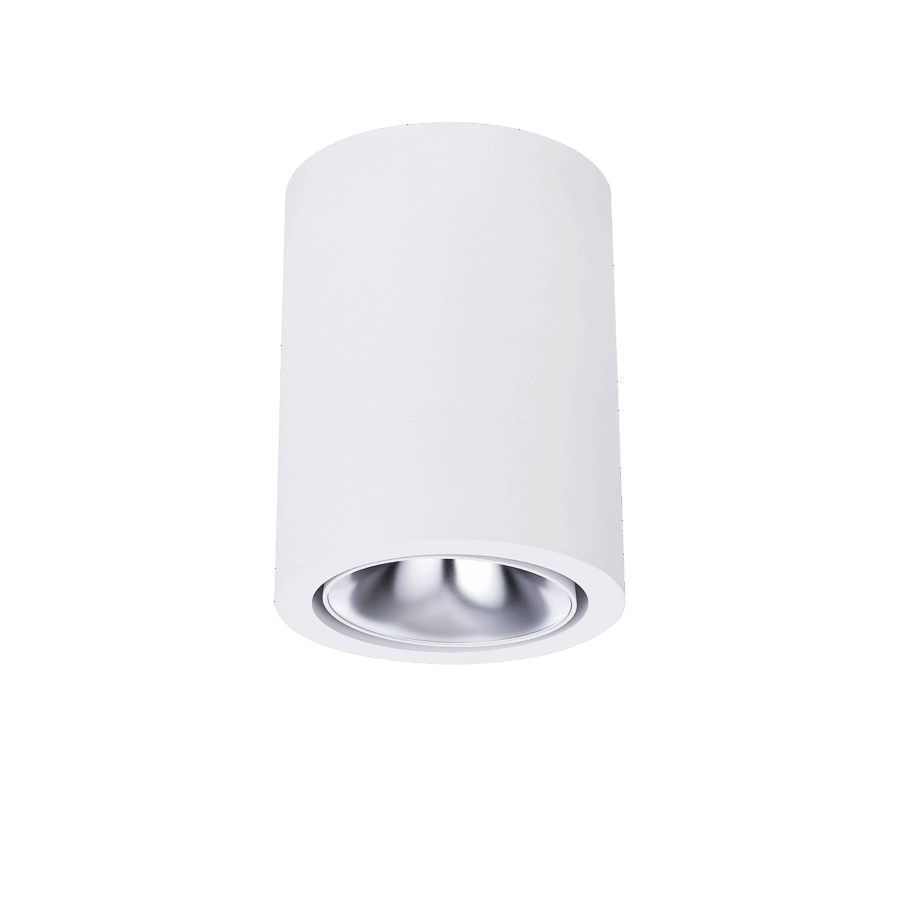 White version of the Dea Flora S with silver reflector, a surface-mounted luminaire designed by Karizma Luce.