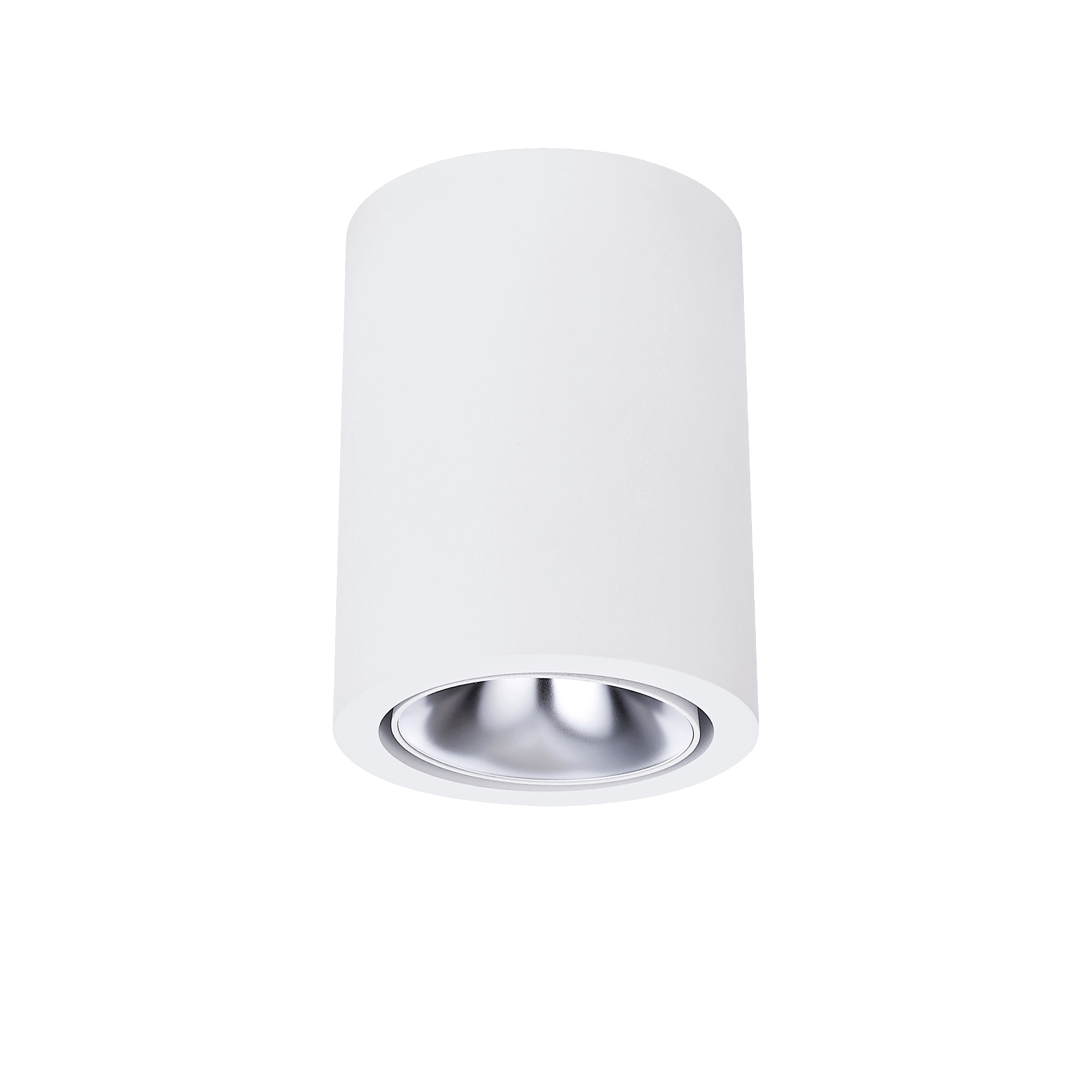 White version of the Dea Flora S with silver reflector, a surface-mounted luminaire designed by Karizma Luce.