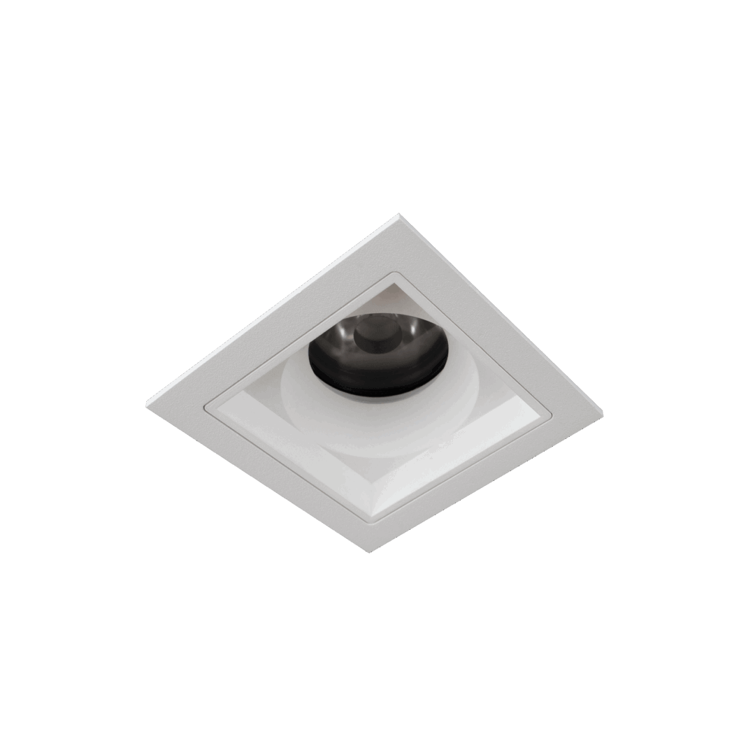 White version of the Gusto Quarda, a fixed recessed luminaire designed by Karizma Luce.