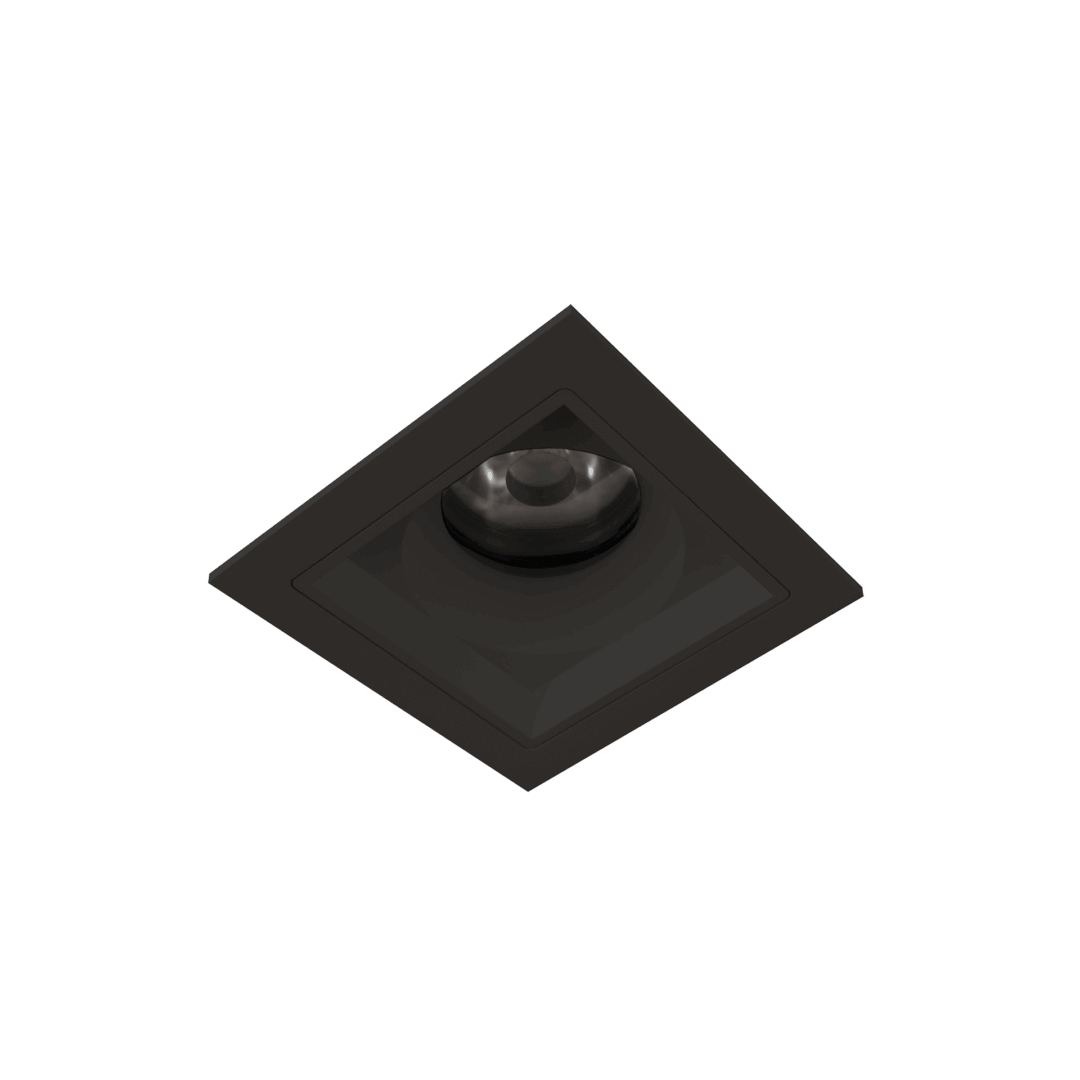 Black version of the Gusto Quarda, a fixed recessed luminaire designed by Karizma Luce.