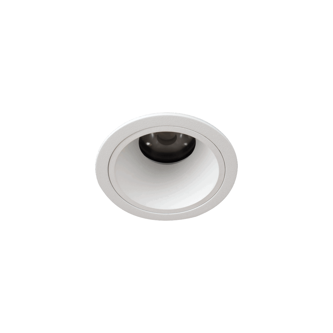 White version of the Gusto Rondo, a fixed recessed luminaire designed by Karizma Luce.