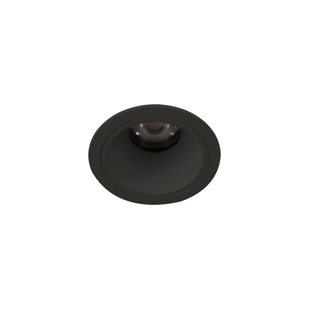 Black version of the Gusto Rondo, a fixed recessed luminaire designed by Karizma Luce.