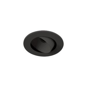 Black version of the Mira Swing, an adjustable recessed luminaire designed by Karizma Luce.