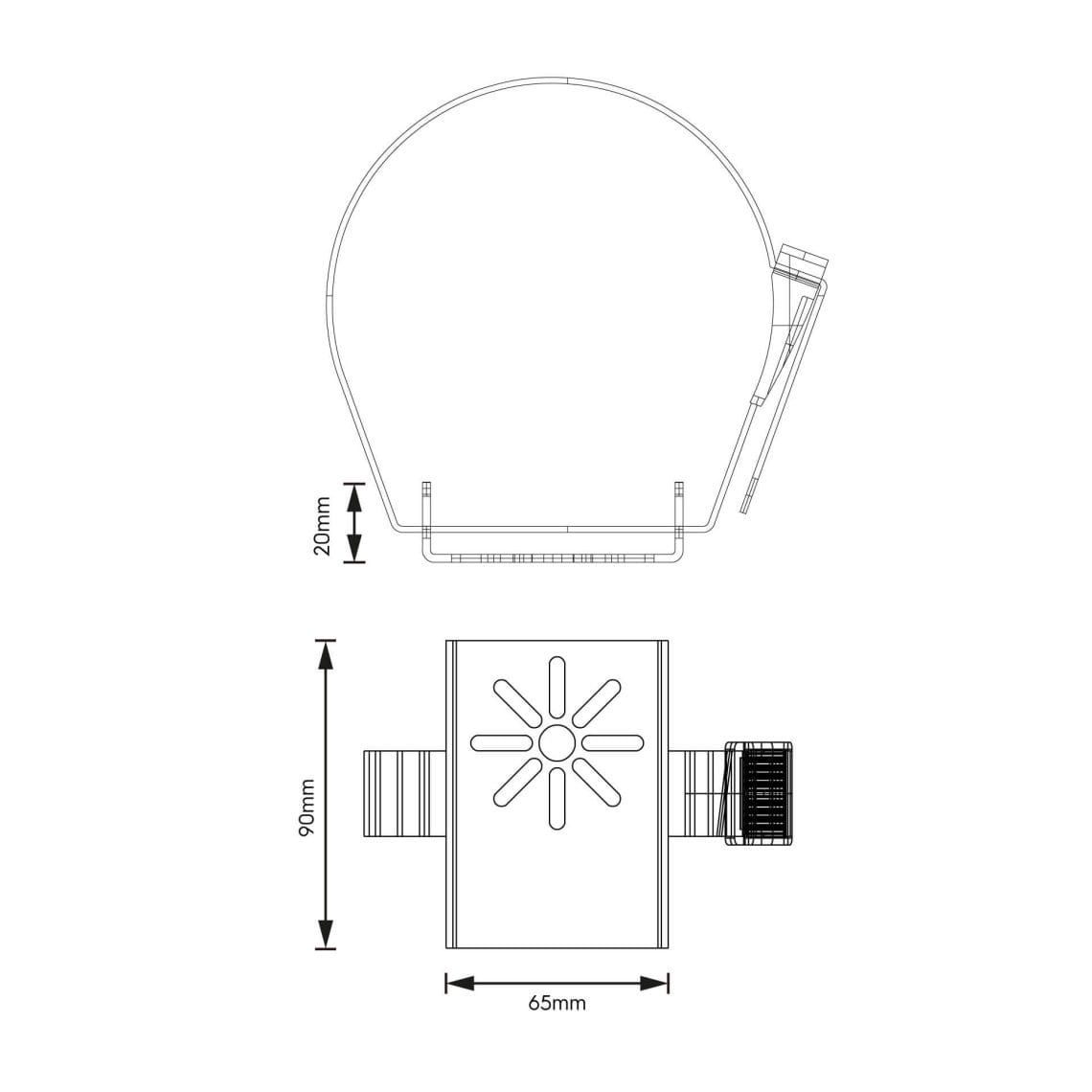 Technical drawing of the Artemis Tree Strip an accessory for the Artemis, illustrating detailed dimensions and design specifications.