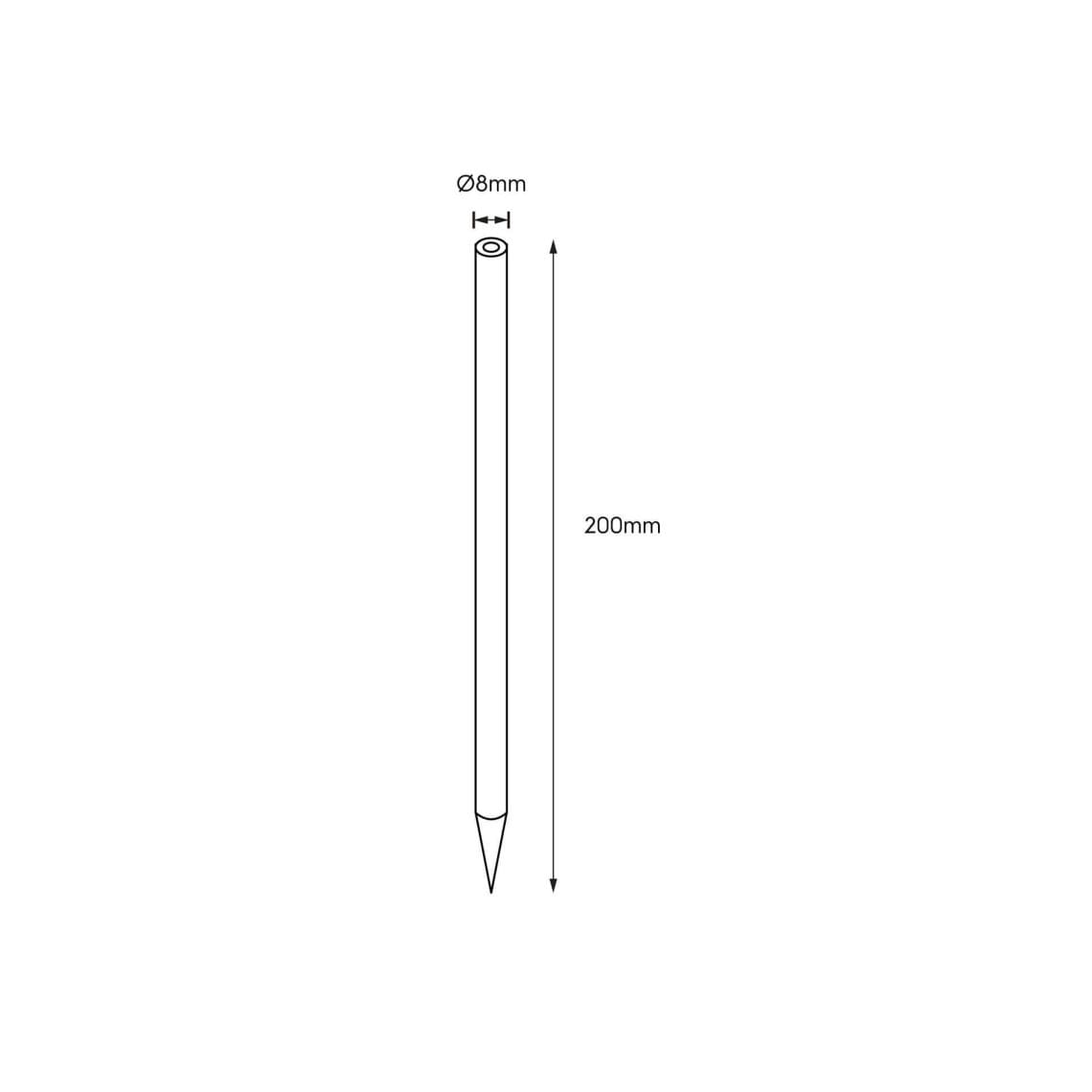 Technical drawing of the Artemis XS Ground Plug an accessory for the Artemis XS, illustrating detailed dimensions and design specifications.
