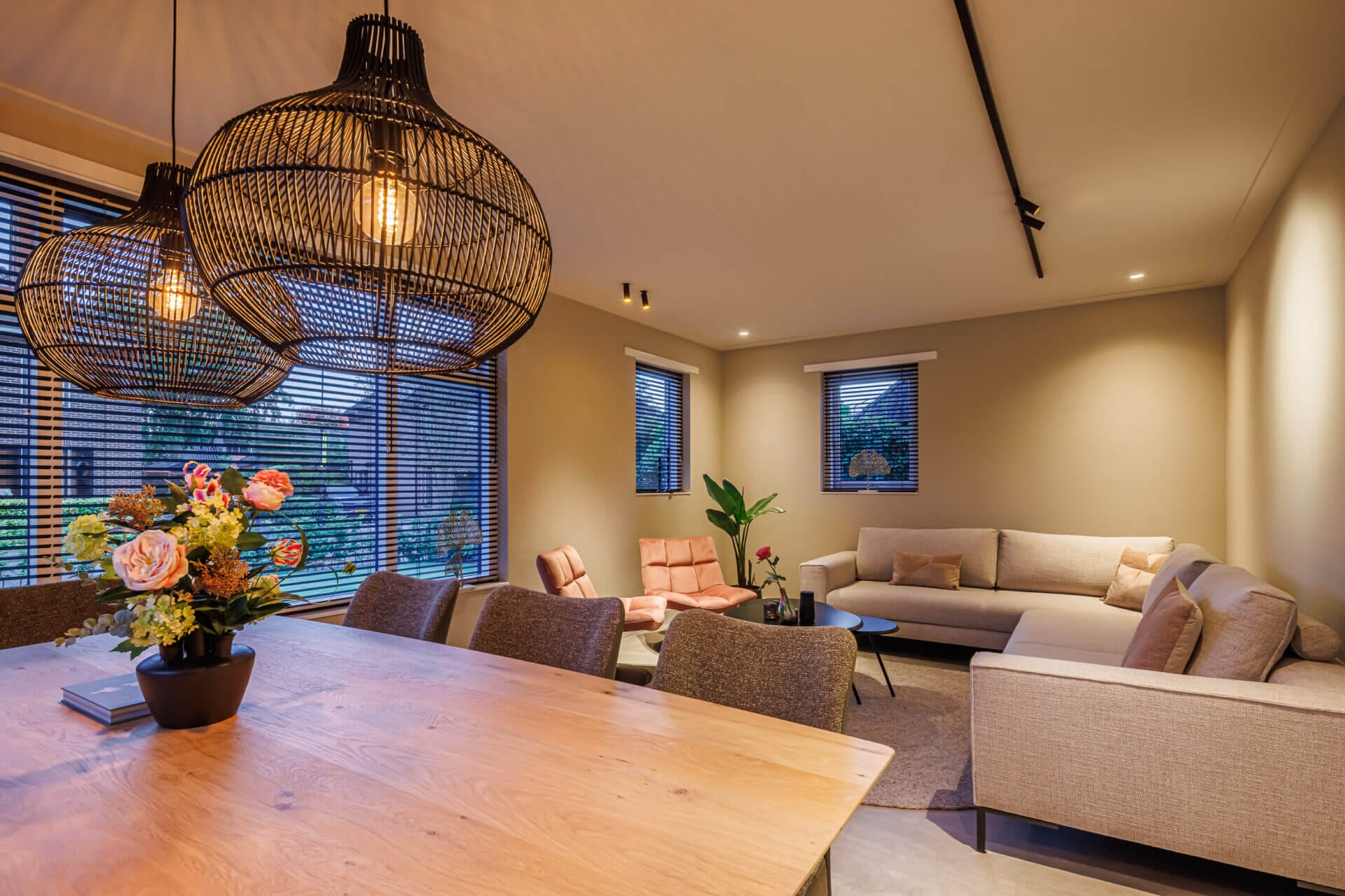 Modern living room with track lighting