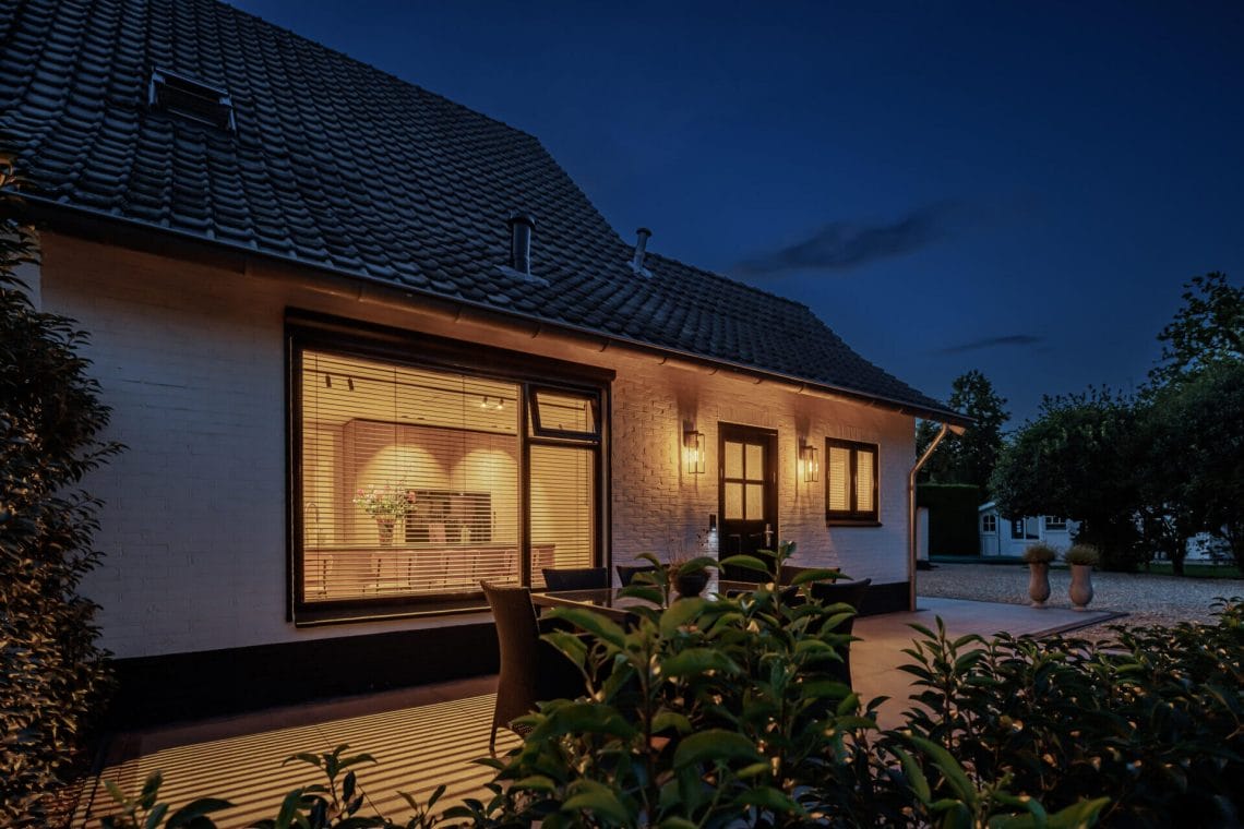 Modern villa by night