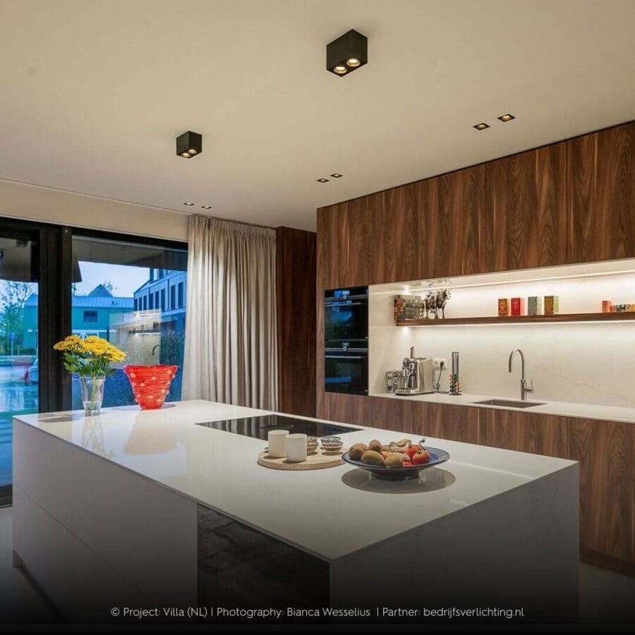 Square luminaire Dea Fauna S duo in a modern kitchen.