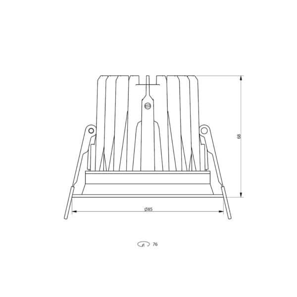 Technical drawing of the Anima L, recessed non adjustable downlight Karizma Luce