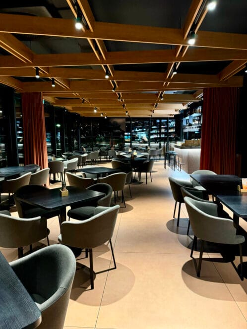 Restaurant with atmospheric modern lighting