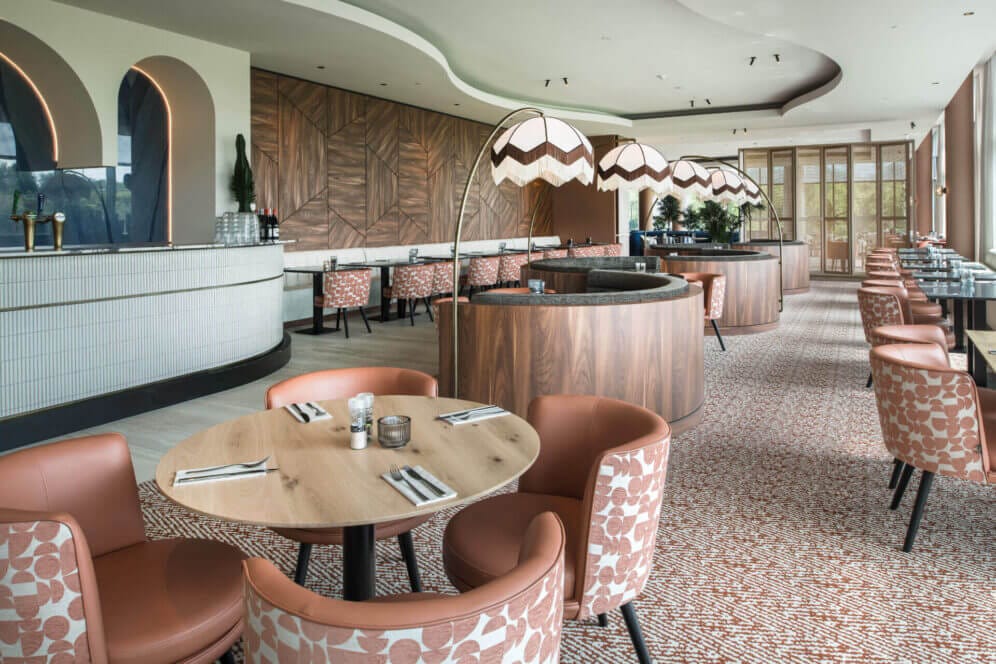 Modern restaurant with vintage interior