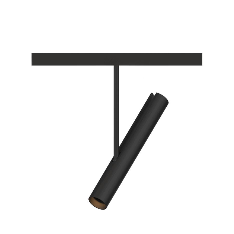 Karizma Luce Janus XXS is a cylindrical 48V track luminaire with black reflector in 48V track mini Q4 system, black colour
