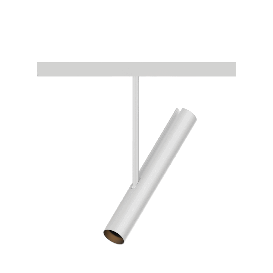 Karizma Luce Janus XXS is a cylindrical 48V track luminaire with black reflector in 48V track mini Q4 system, white colour