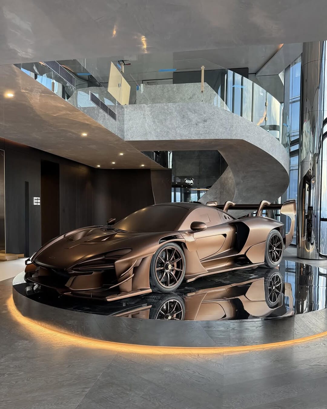 Bronze lambo in penthouse